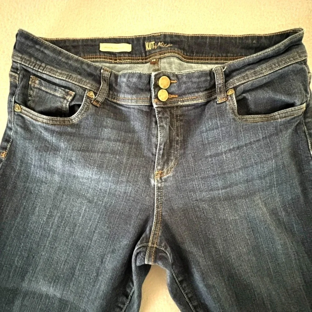 Kut from the Kloth Cameron Straight Leg Jeans Women's 14 Dark Wash Stretch Comfy